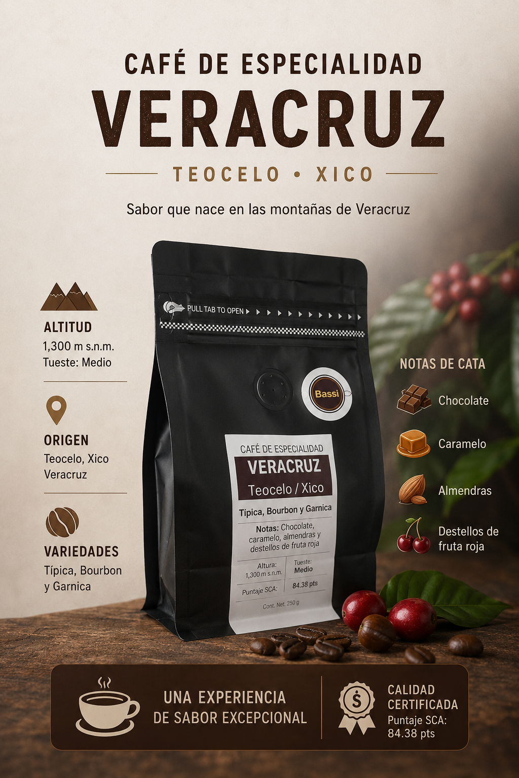 Café de especialidad | VERACRUZ| Tipica, Bourbon y Garnica